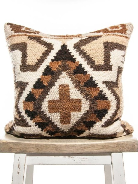 Aztec Wool Woven Diamond Square Pillow Front