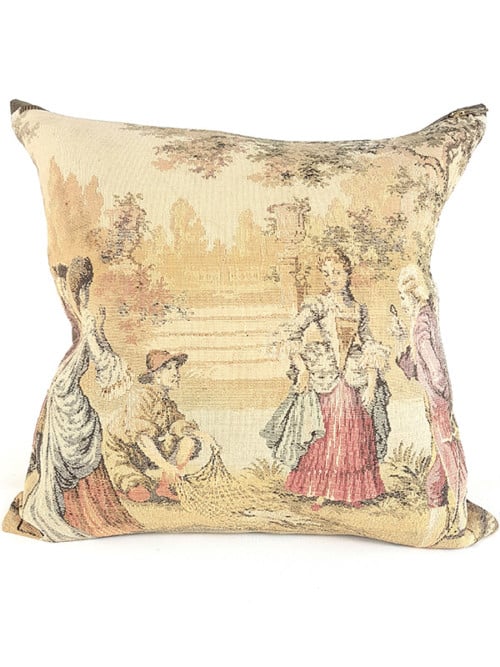 French Tapestry Throw Pillow Royal Hunting Fish Net Front