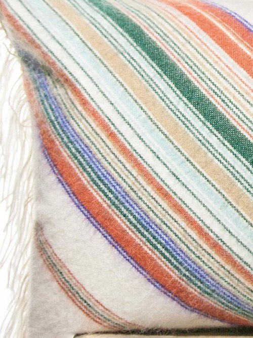 Mid Century Alpaca Striped Coral And Teal Rectangle Pillow Zoom