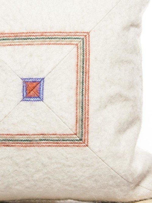 Mid Century Alpaca Striped Coral And Teal Square Pillow Zoom