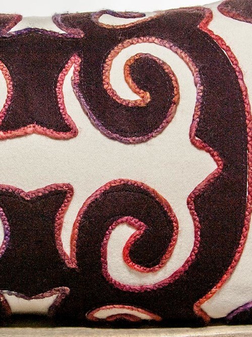 Moroccan Burgundy And Cream Rectangle Pillow Zoom