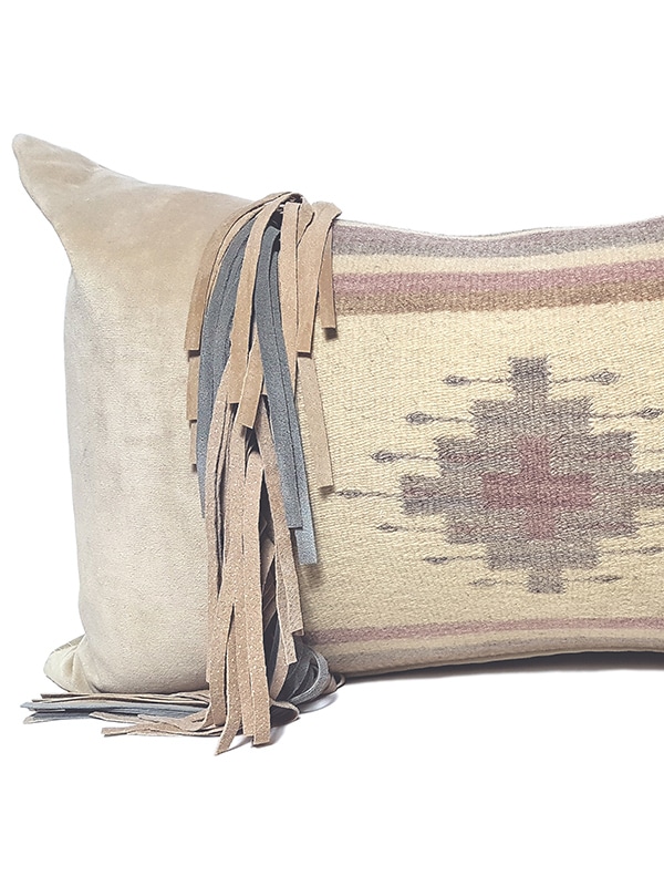 Navajo Nation Fringed Lumbar Pillow Cross Fringe Feature
