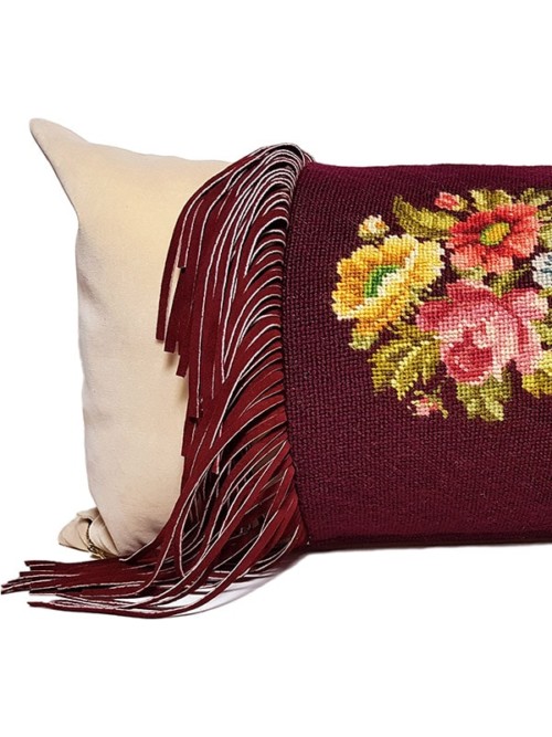 Needle Point Fringe Lumbar Pillow Feature